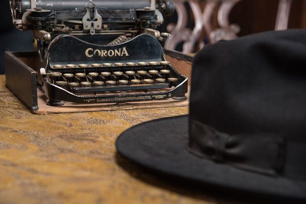 Hat and typewriter