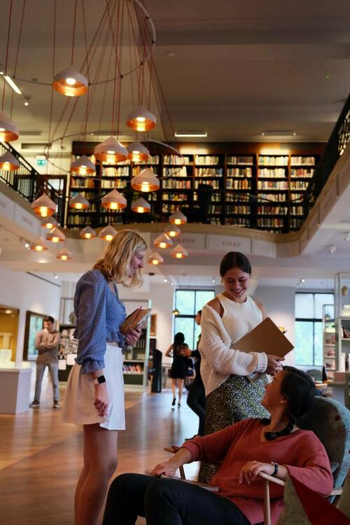 Students in the Wellcome Collection library.